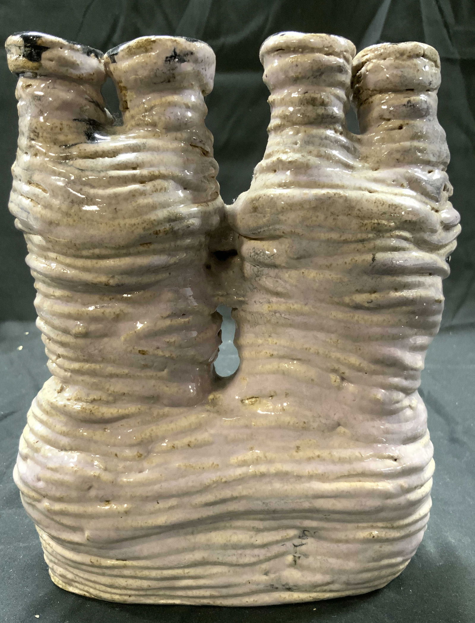 Sgnd Hand Crafted Multi Mouth Vntg Ceramic Vase (1 of 6)