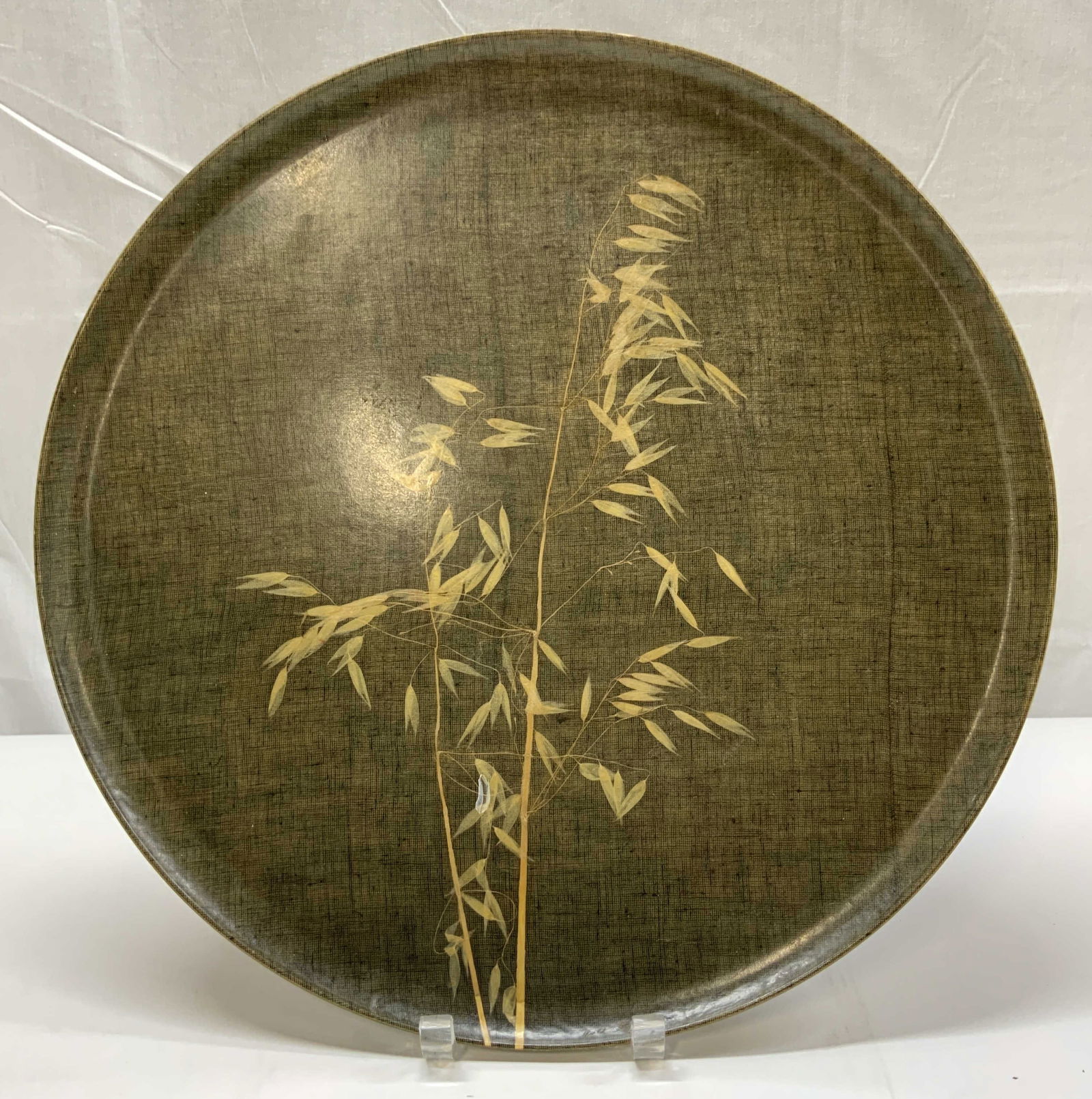 Resinous Circular Tray W Bamboo Detail (1 of 6)