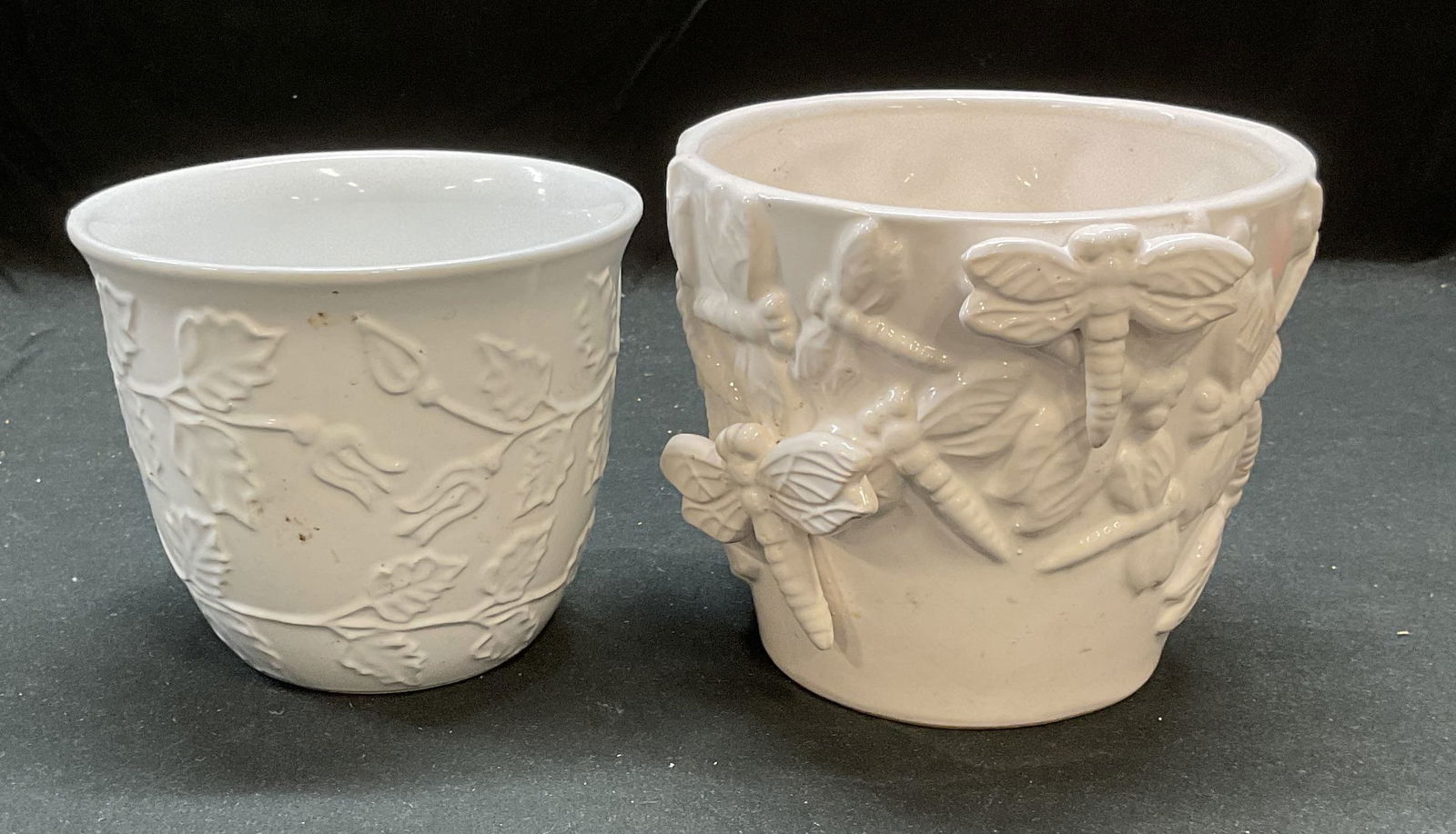 Lot 2 White Ceramic Dragonfly Planter + (1 of 6)