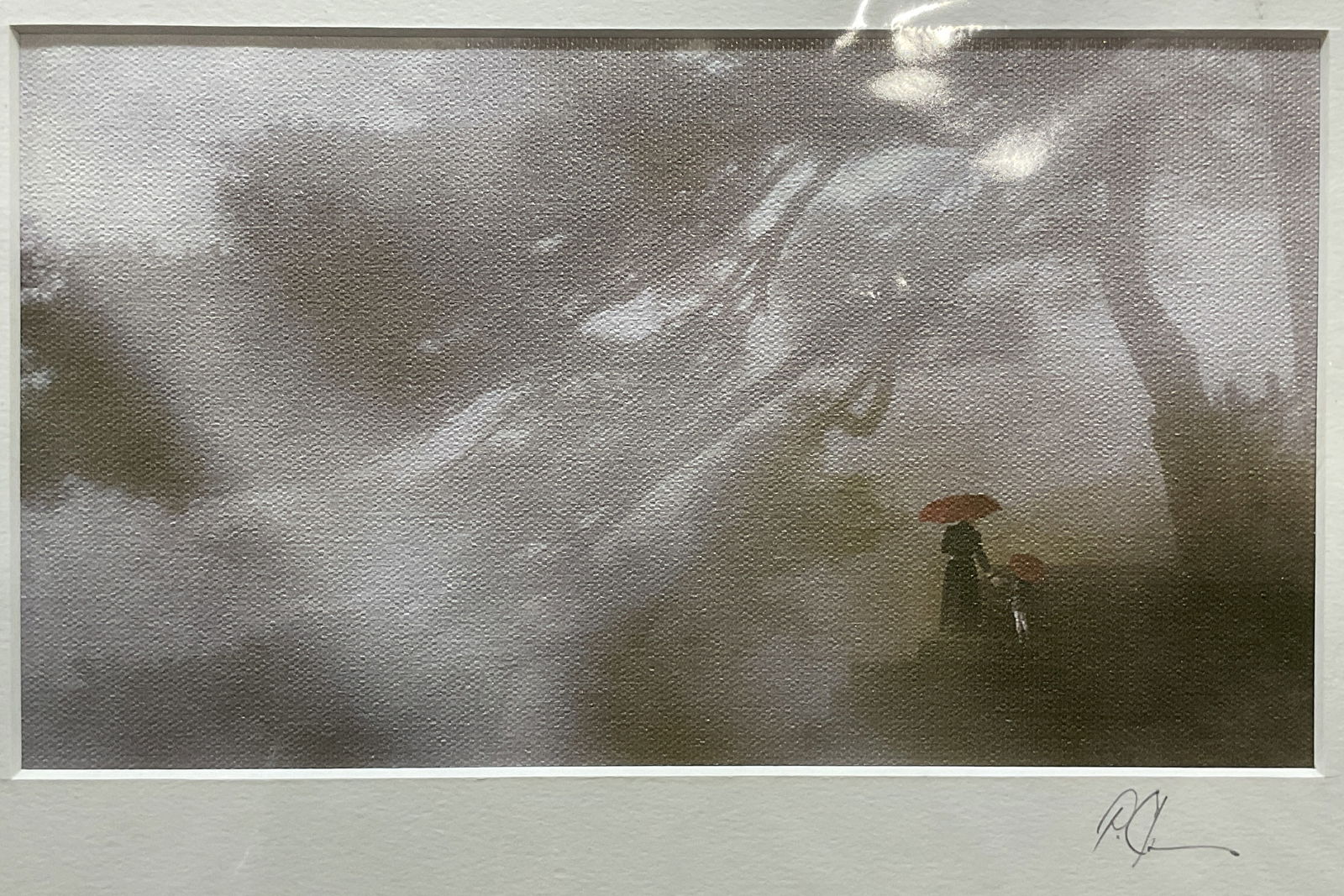 Sgn Chinese Landscape with Figures Fine Art Print (1 of 6)