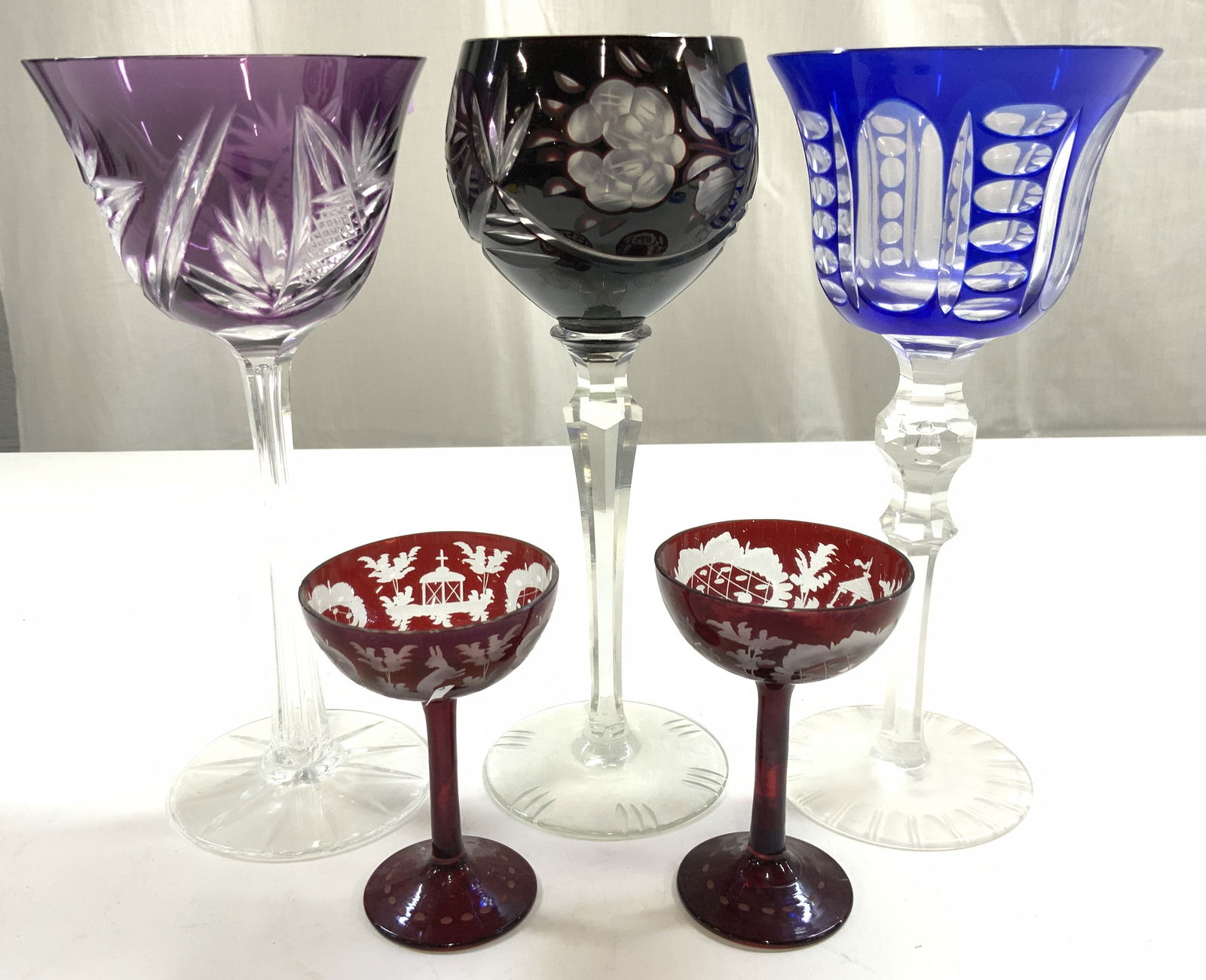Lot 5 Bohemian Gls Crystal Stemware Goblets (1 of 7)