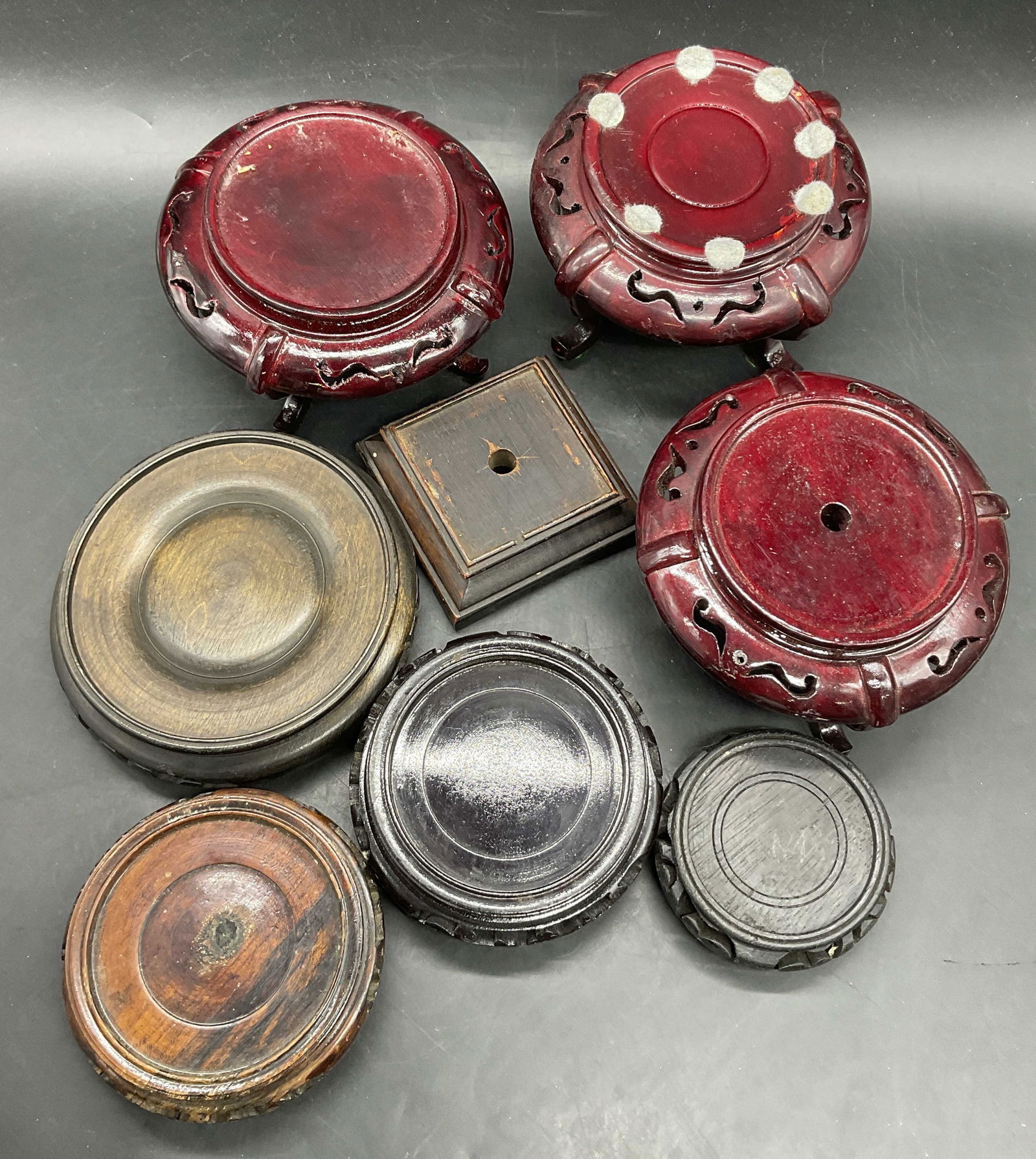 Lot 8 Asian Carved Wood Display Stands (1 of 6)