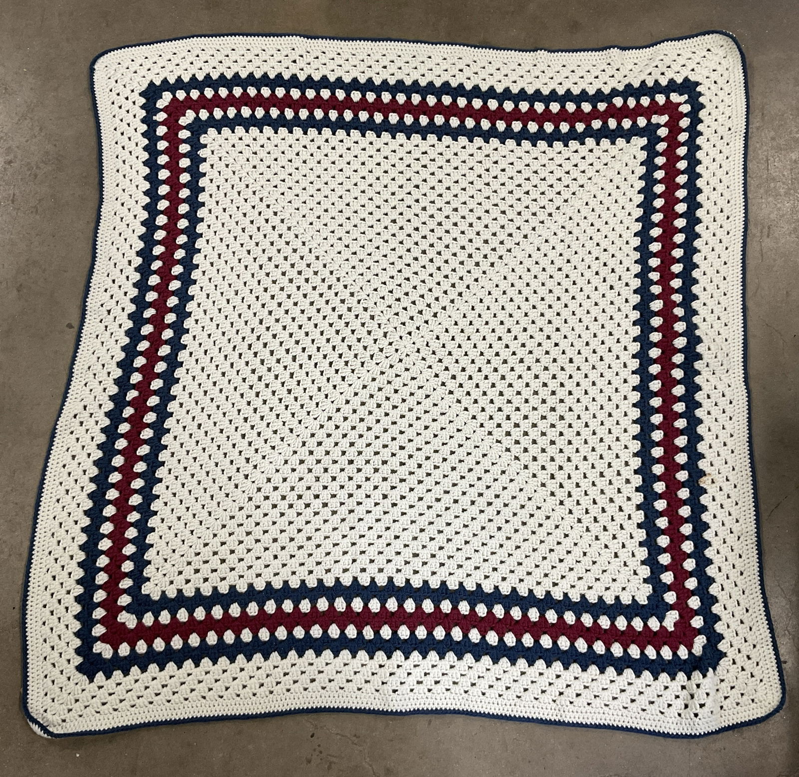 Crochet Red White & Blue Throw Blanket 46in (1 of 6)