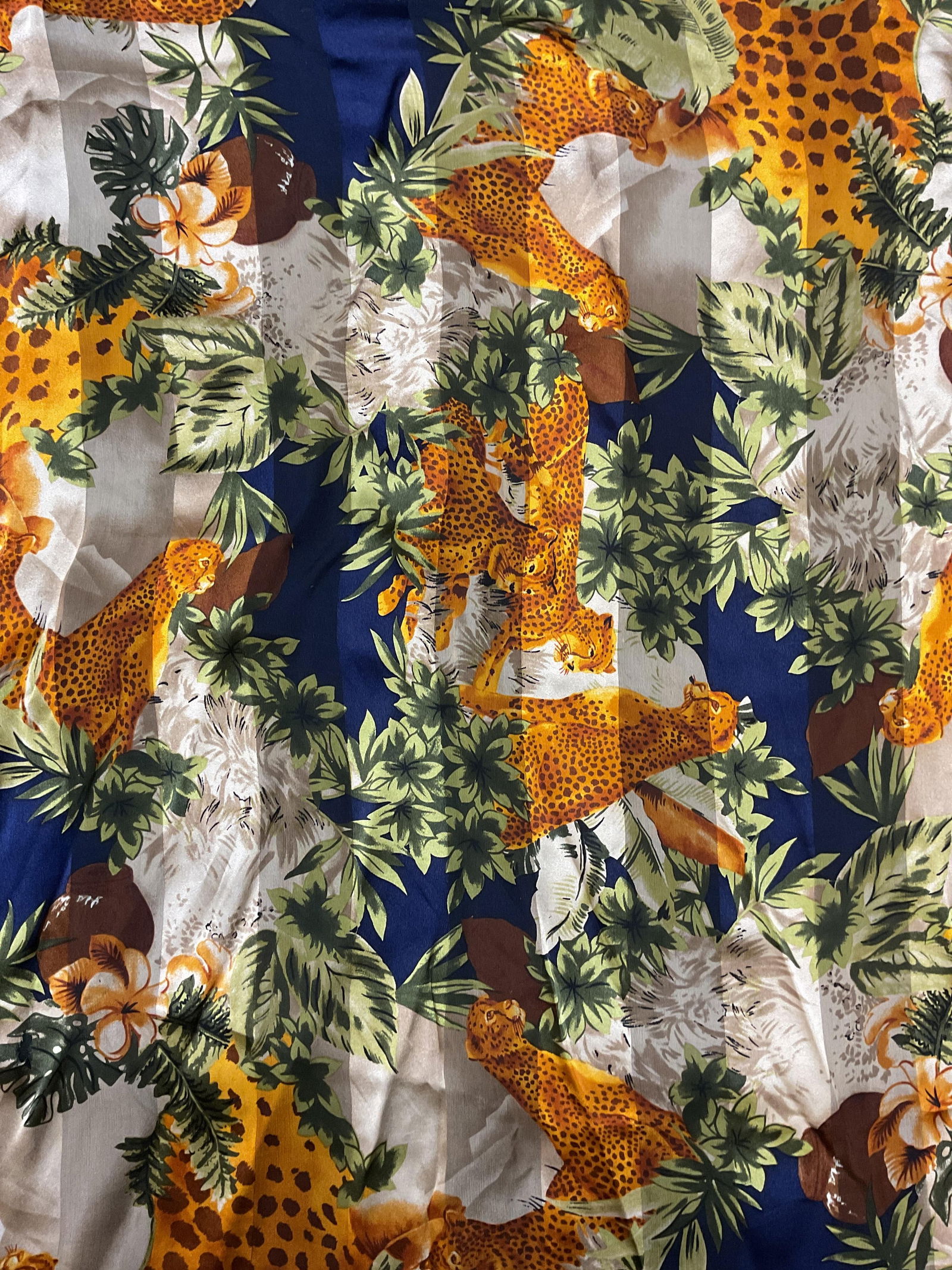 Blue & Brown Leopard Print Scarf (1 of 6)