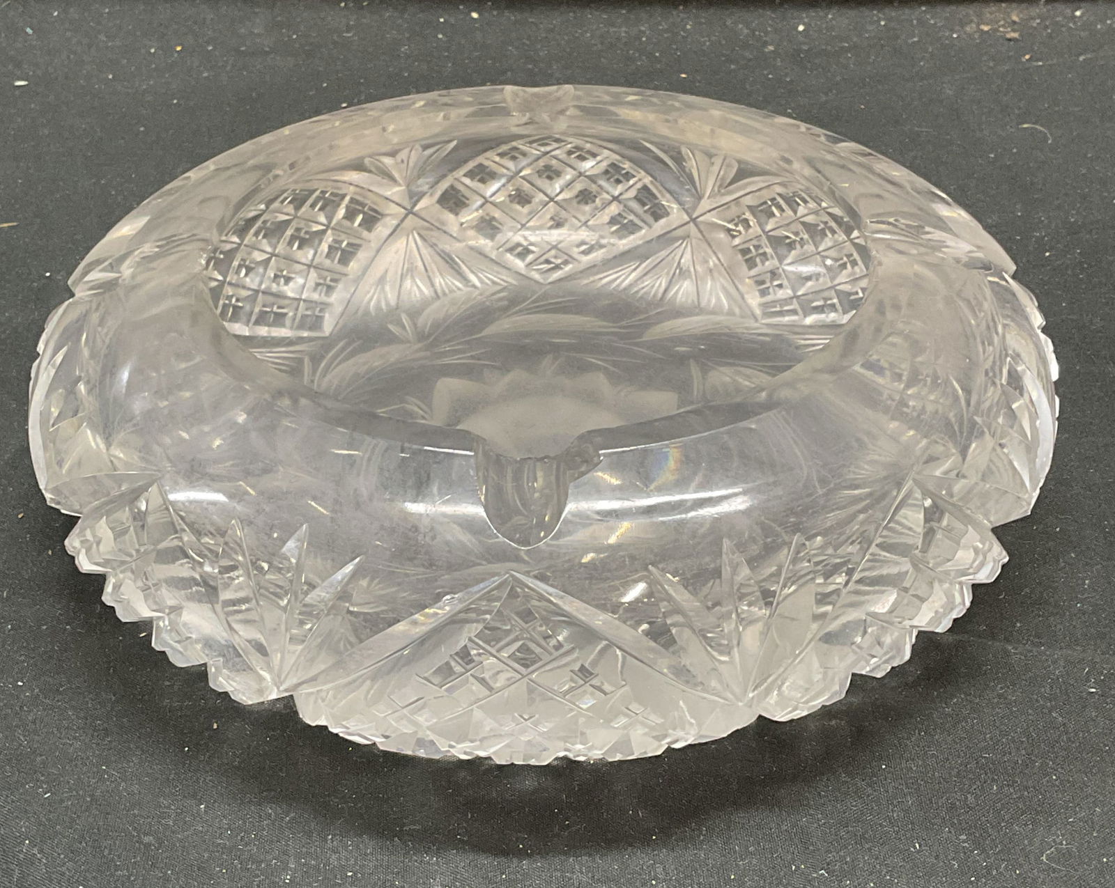 Vintage Heavy Cut Crystal Floral Ashtray (1 of 6)