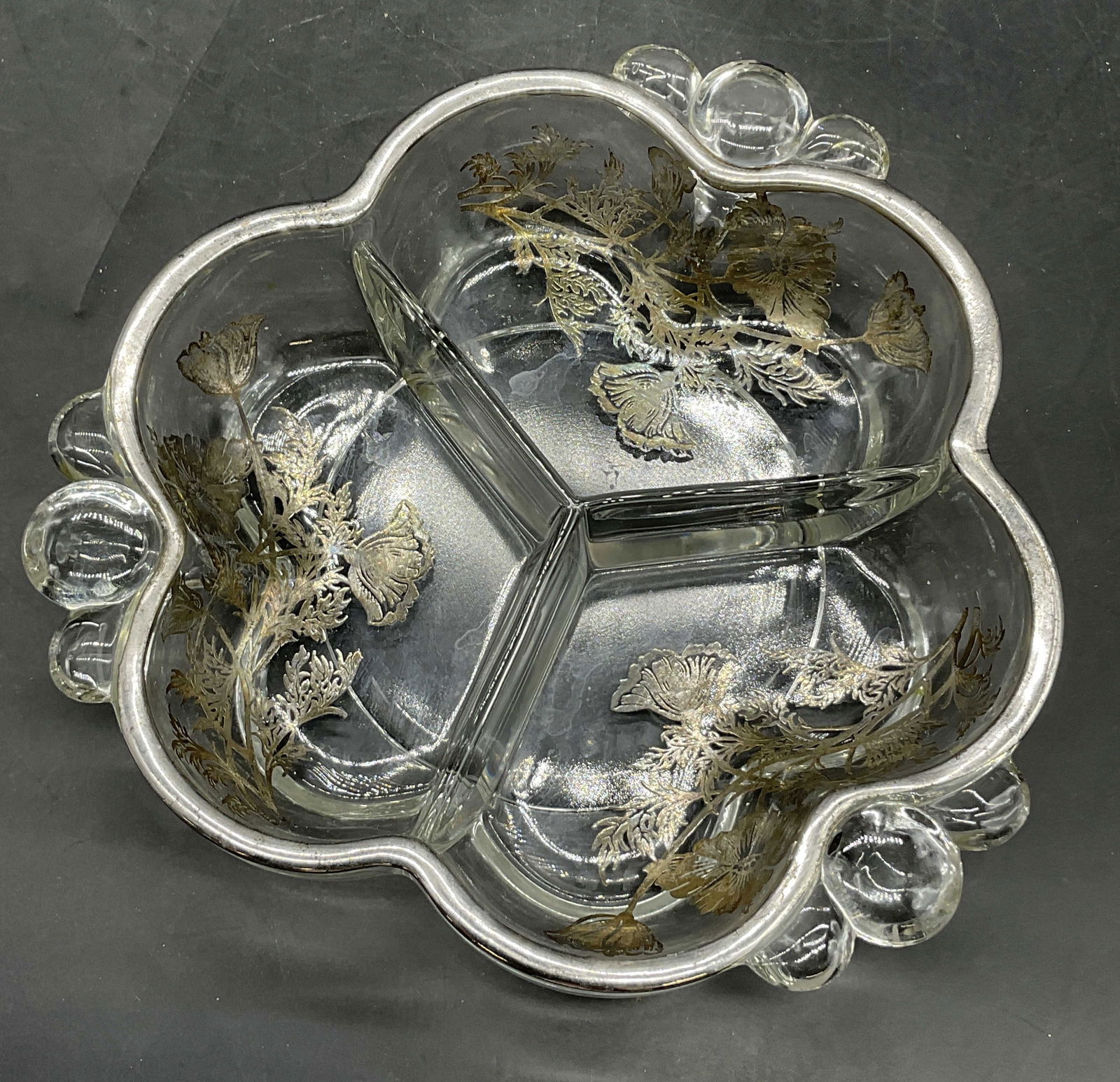 Vintage Silver Overlay Divided Glass Dish (1 of 8)