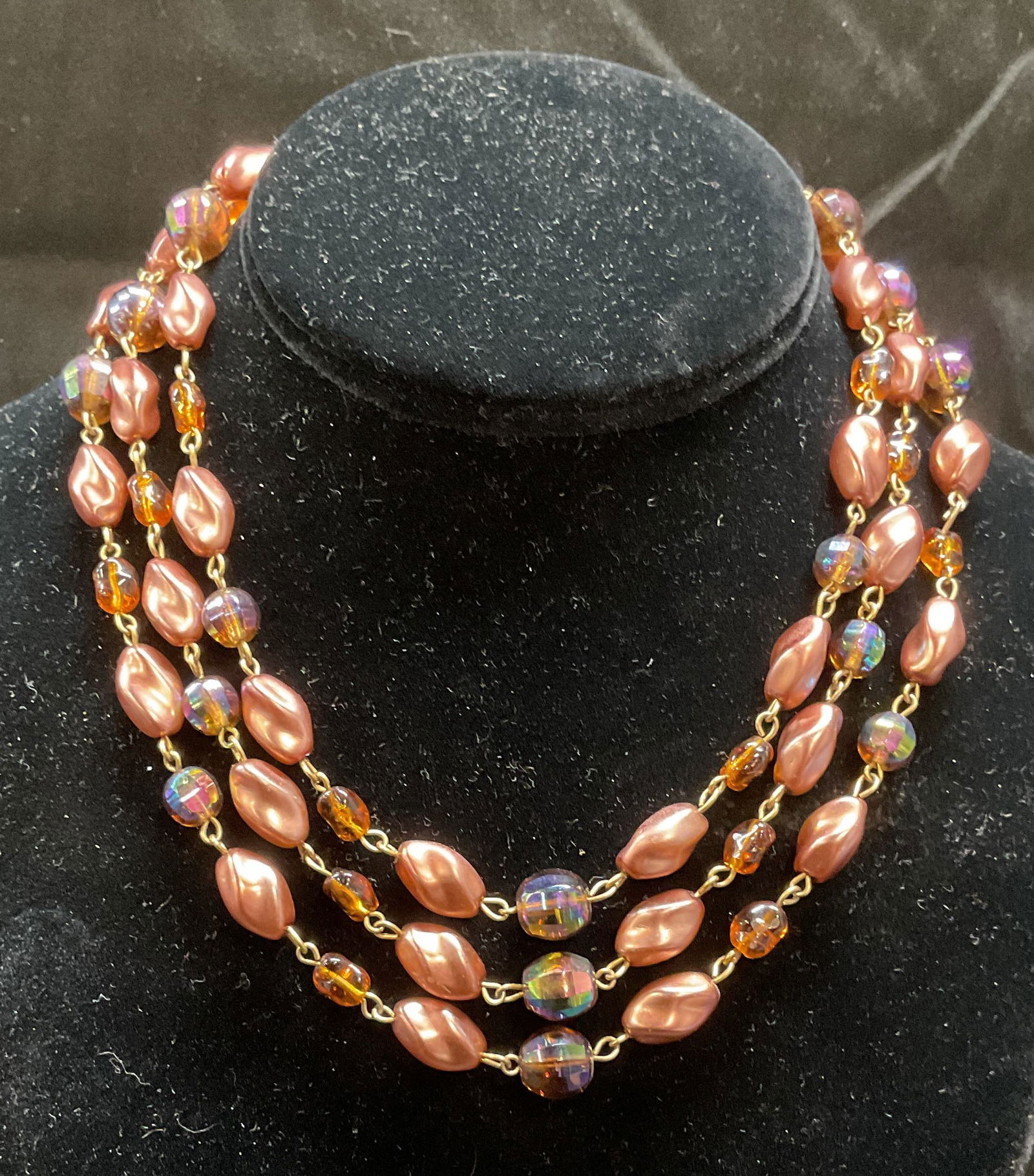 Vintage Faux Pearl & Crystal Beaded Necklace (1 of 6)