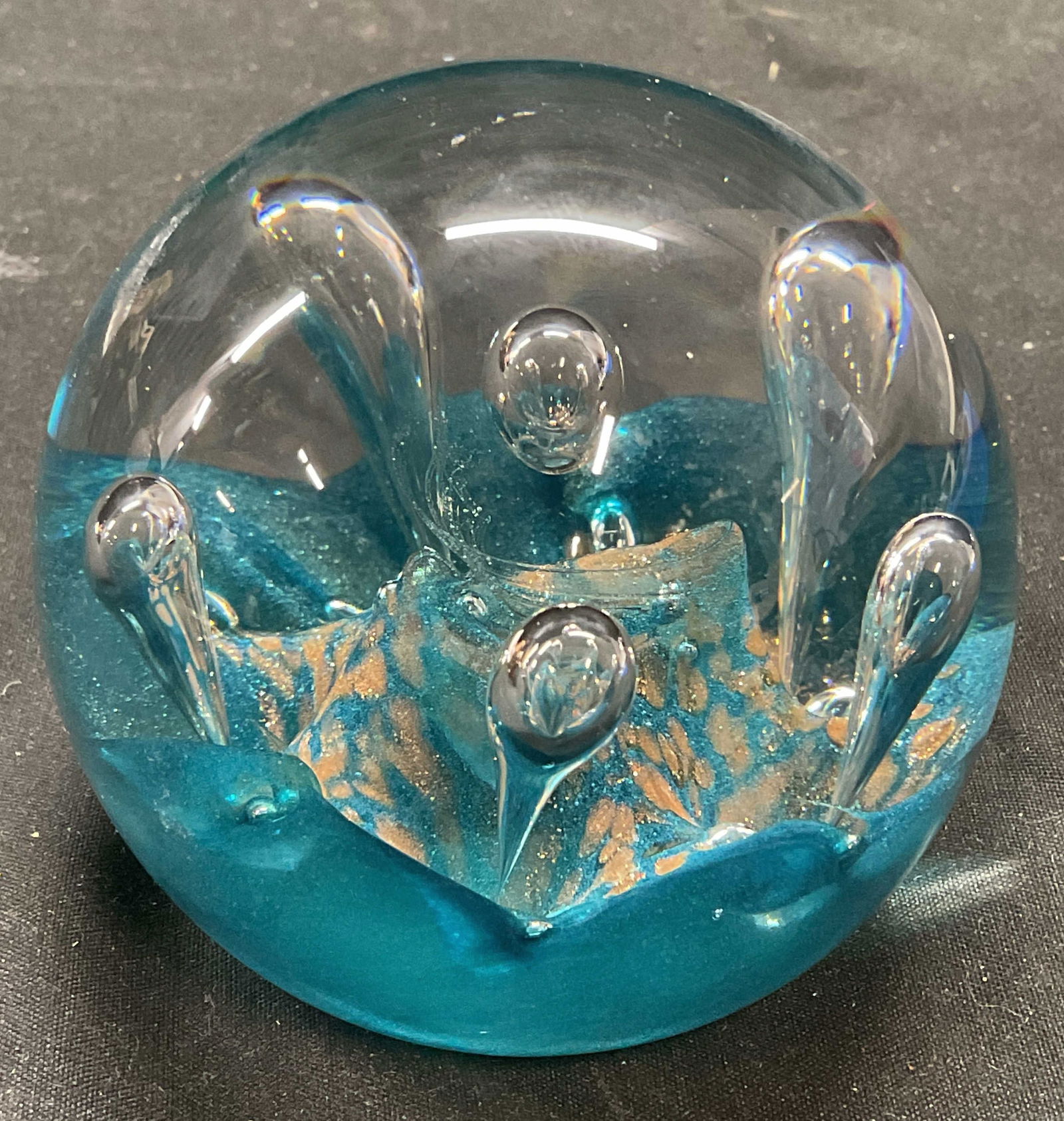 Caithness Scotland Blue Art Glass Paperweight (1 of 6)