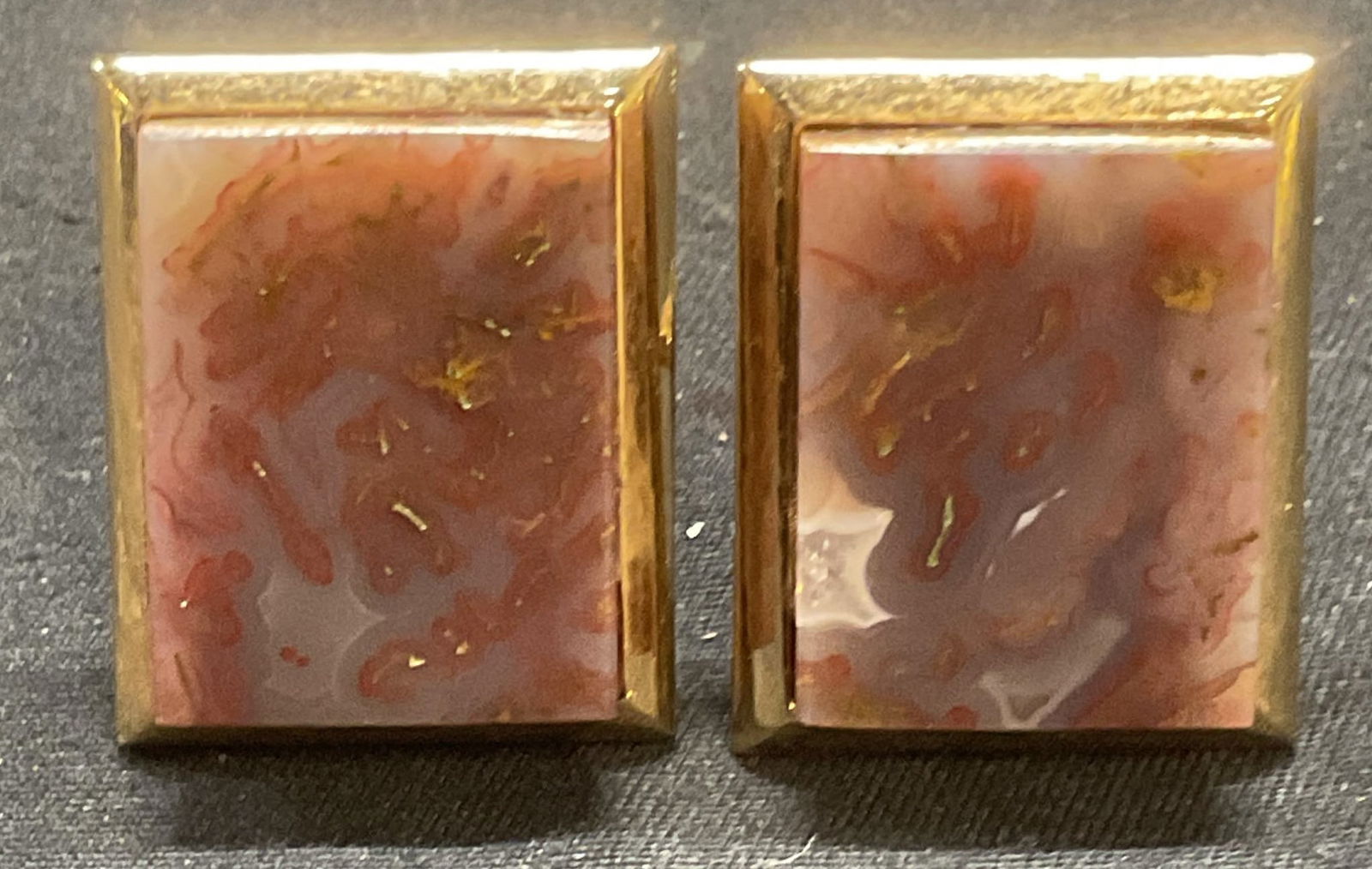 Gold Tone Red Agate Cufflinks (1 of 6)