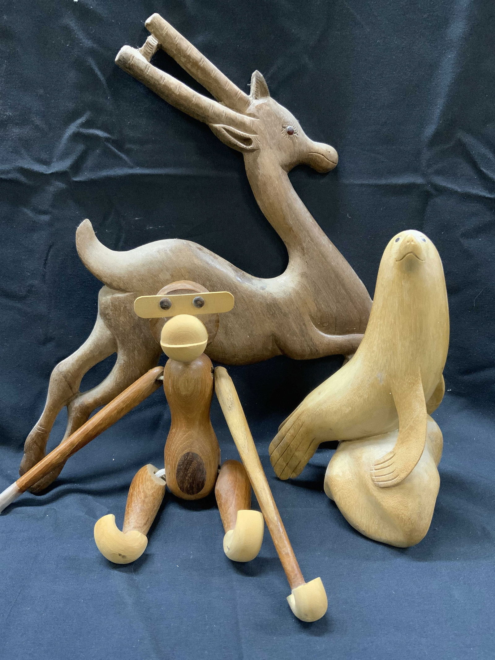 3 Vintage Small Wooden Animal Figurines (1 of 11)