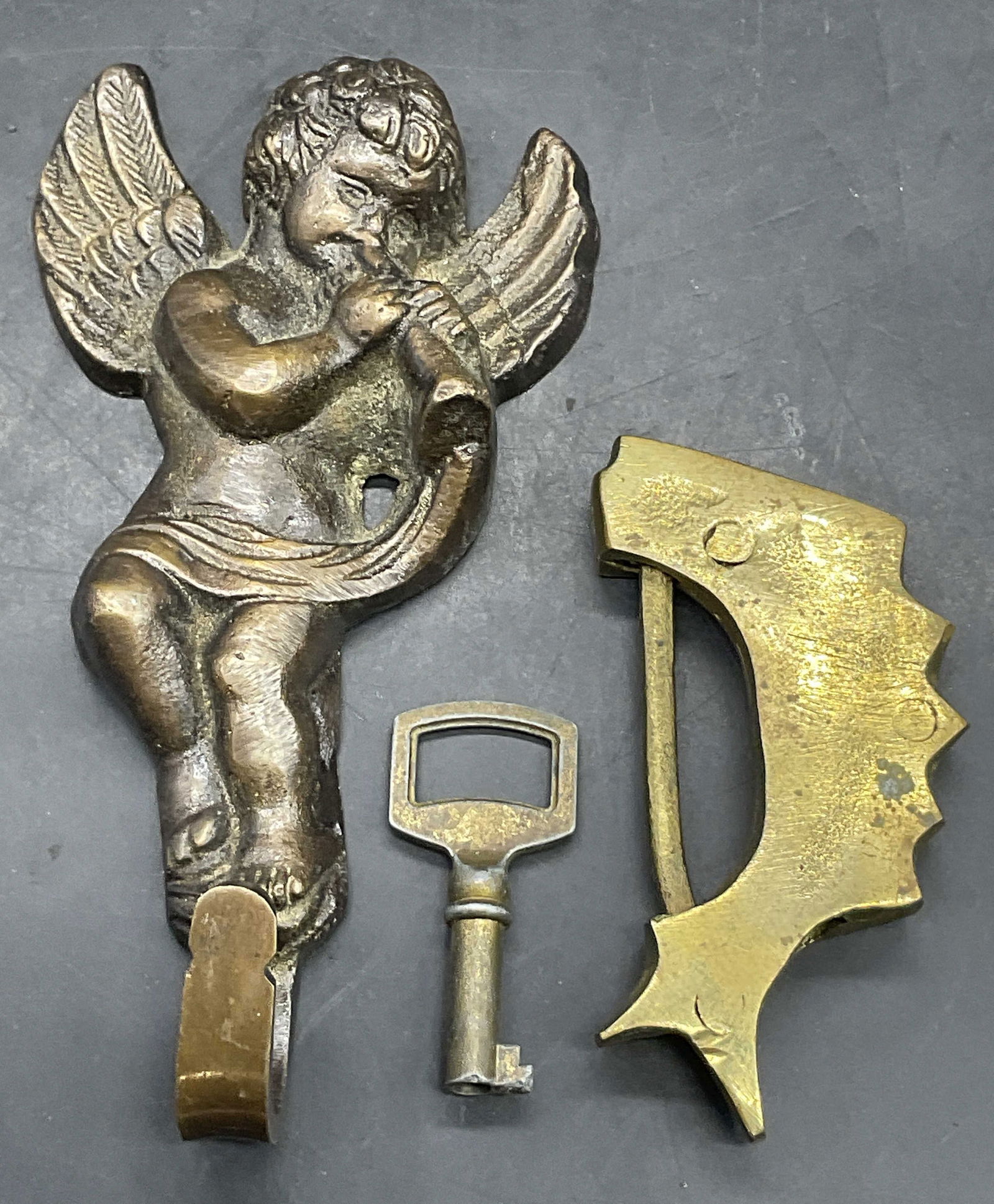 Lot 3 Vintage Metal Accessories, Angel Wall Hook + (1 of 9)