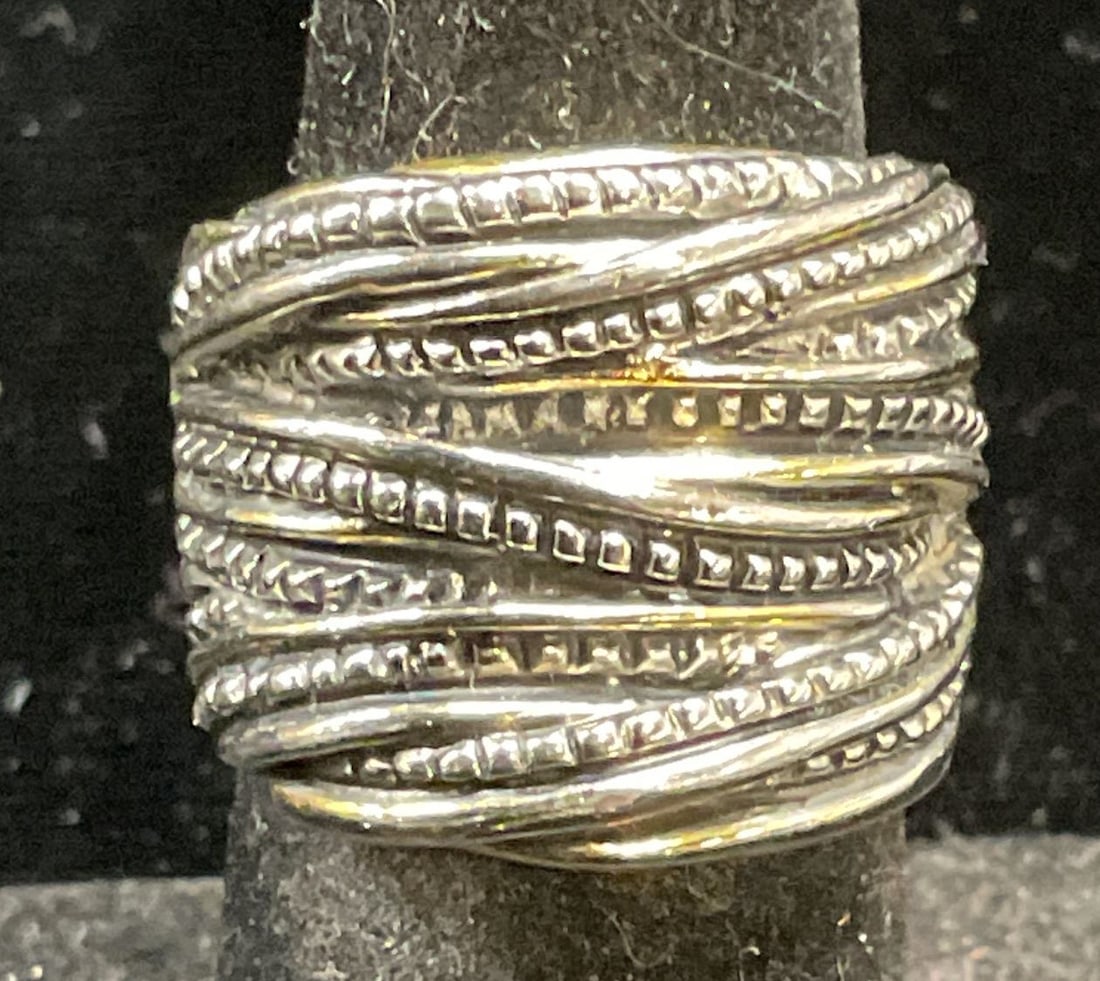 Silver & Gold Tn Interlocking Band Ring (1 of 6)