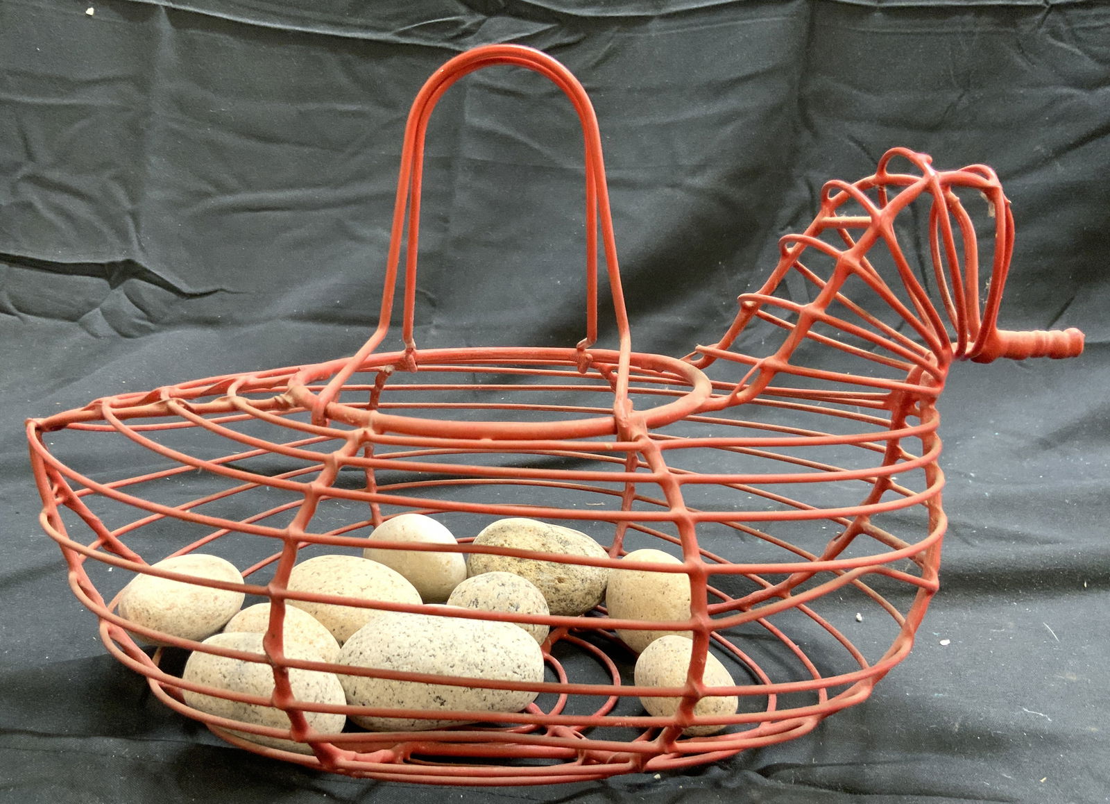 Vintage Metal Bird Egg Basket W Stones (1 of 6)