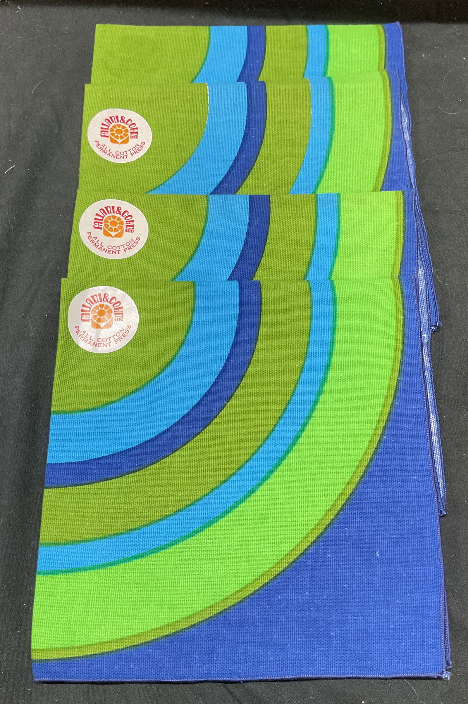 4 Fallani & Co Blue Green Cotton Napkins NWT (1 of 6)