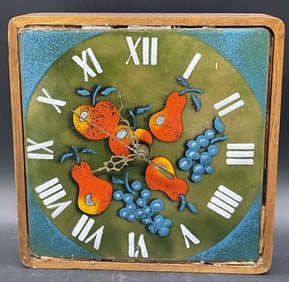 Vntg Mid Century Modern Fruit Motif Wall Clock