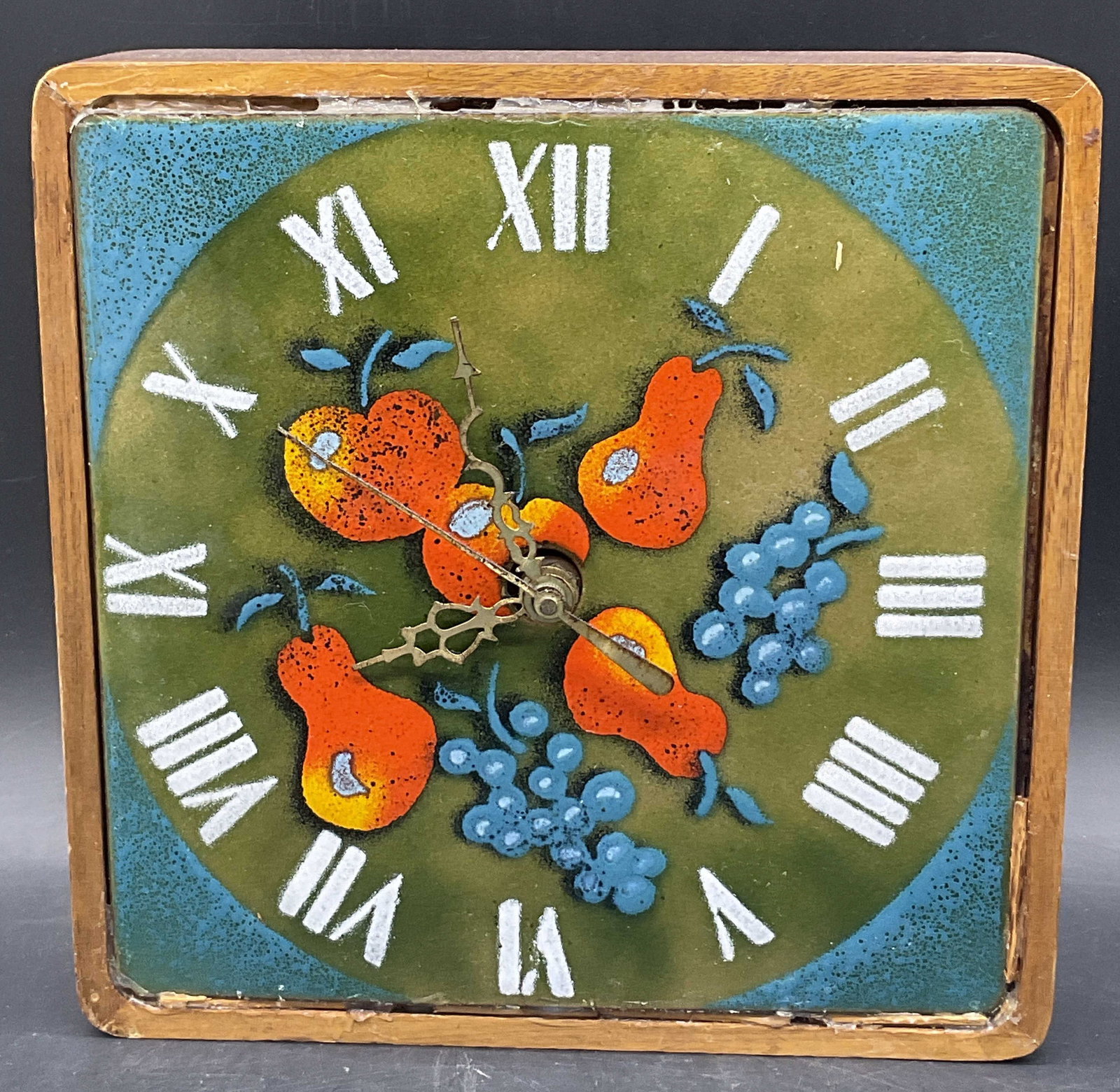 Vntg Mid Century Modern Fruit Motif Wall Clock (1 of 6)