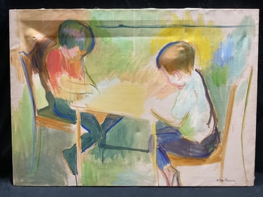 Signed Carmen Fraser Children Oil Painting