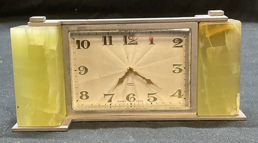 Art Deco Style Green Lucite Desk Clock