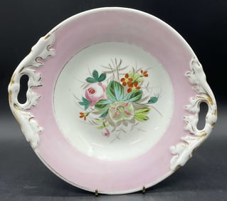 KPM Hand Painted Floral Porcelain Handled Plate