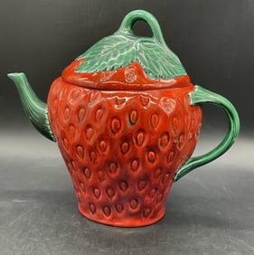 ALBA 71 Signed Vintage Ceramic Strawberry Teapot