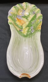 Vtg Ceramic Majolica Celery Plate, Italy