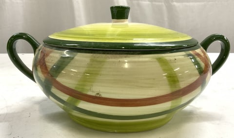 VERNONWARE Ceramic Serving Pot W Lid & Handles USA