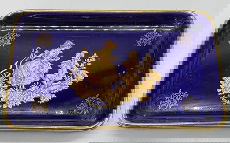 LIMOGES FRANCE Porc Cobalt Figural Trinket Dish