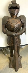 Vintage Metal Knight W Sword Statuary 45in