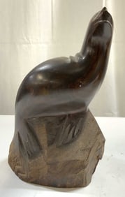 Hand Carved Ironwood Sculpture Of Seal