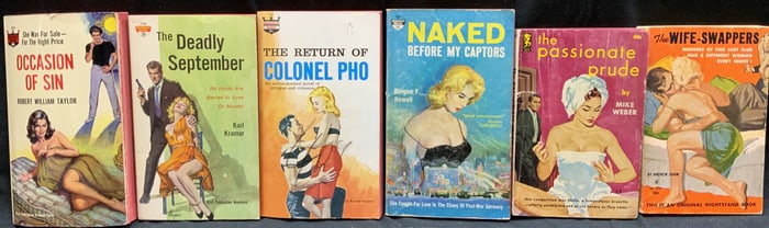 Lot 6 Vntg Pulp Fiction Erotica Books 1950-1960s