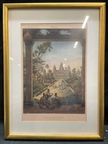 Framed Angkor Wat Cambodian Scene Print