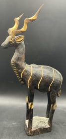 Vintage Carved Wood Antelope Figural