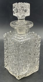 Vintage Cut Art Glass Decanter W/ Stopper