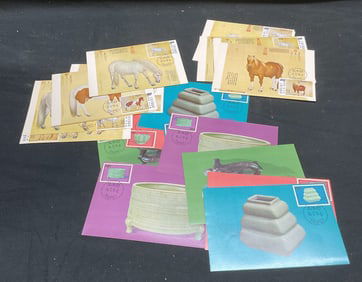 Group Lot Vtg Asian 1st Issue Stamps