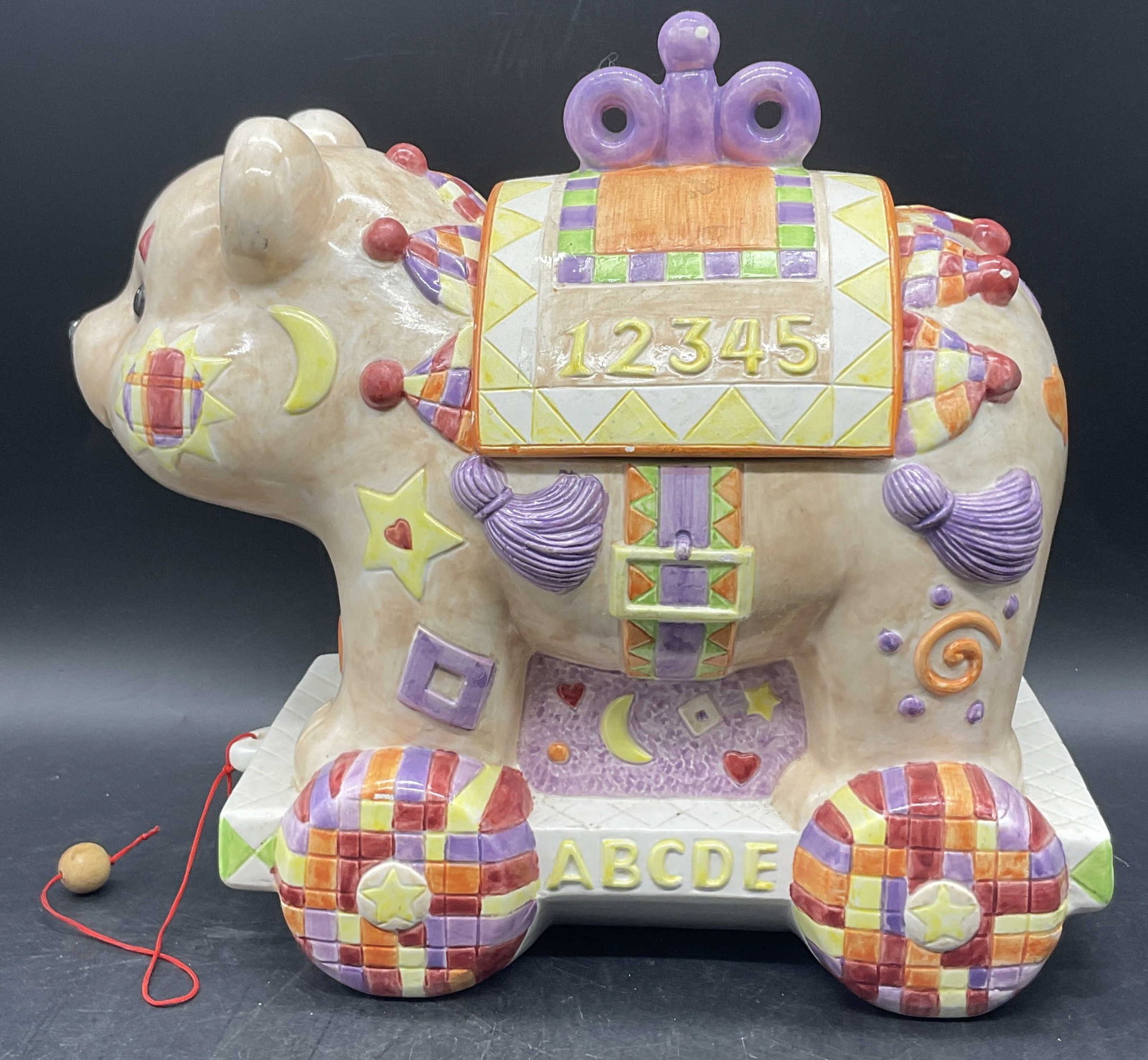 1996 ENESCO Cookie Bear Ceramic Cookie Jar, Lid (1 of 7)