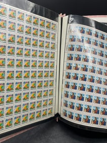 Vintage Stamp Sheets in Binder, 1980s USA