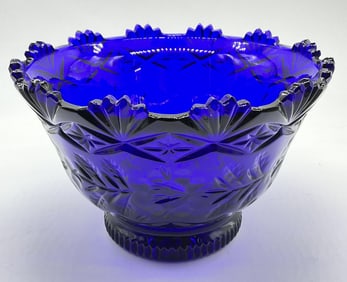 Cobalt Blue Cut Crystal Bowl