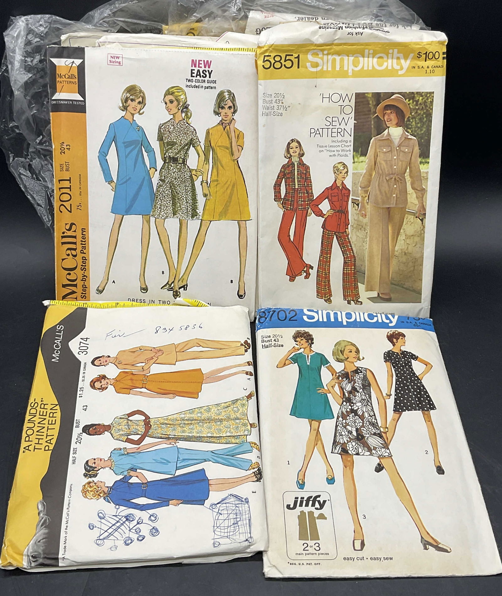 Grp Lot Vintage Clothing Patterns, Paper Ephemera (1 of 7)
