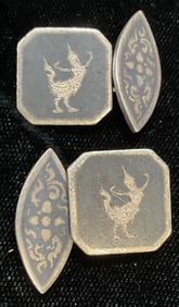 Vtg Sterling Silver Thai Dancer Cufflinks