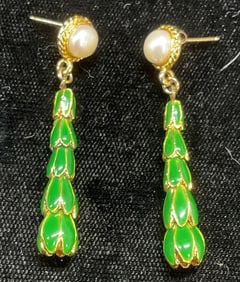 MMA Gold Pl Sterling Silver Pearl Earrings
