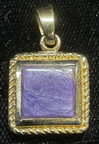 Gold Pl Sterling Silver Faux Amethyst Pendant