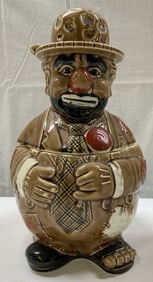 Vntg Hobo Clown Ceramic Cookie Jar JAPAN