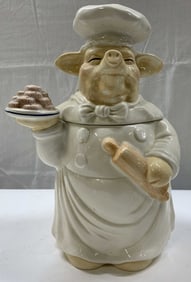 COOKS CLUB Chef Pig Ceramic Cookie Jar