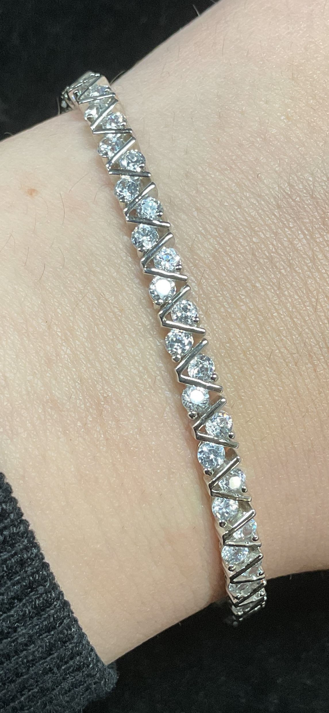Vintage Silver Tone Crystal Bracelet (1 of 6)