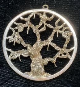 Vintage Gold Tone Tree Pendant