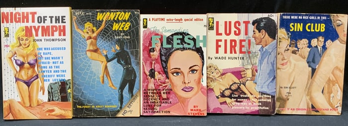 Lot 5 Vntg Pulp Fiction Erotica Books 1960s