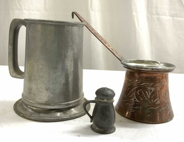 Lot 3 Vntg Shaker Turkish Coffee Pot & Stein