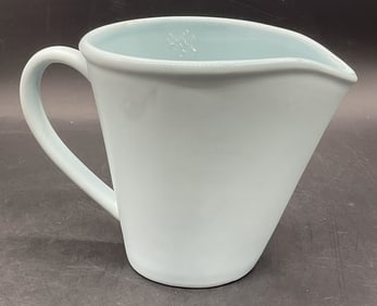 Trademarked Blue Ceramic Pitcher