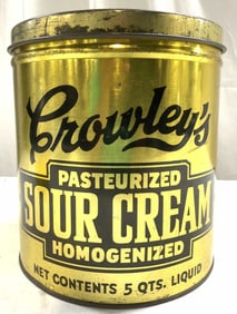 CROWLEYS Vntg Sour Cream Tin Box W Lid
