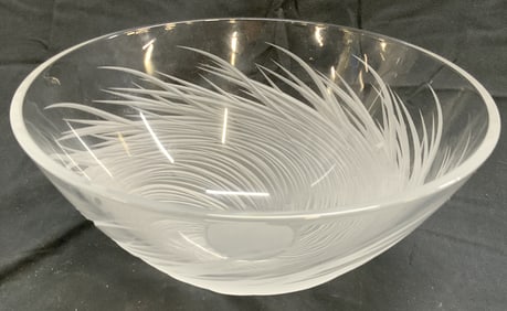 SALVIATI Crystal Bowl W Frosted Swirl Detail